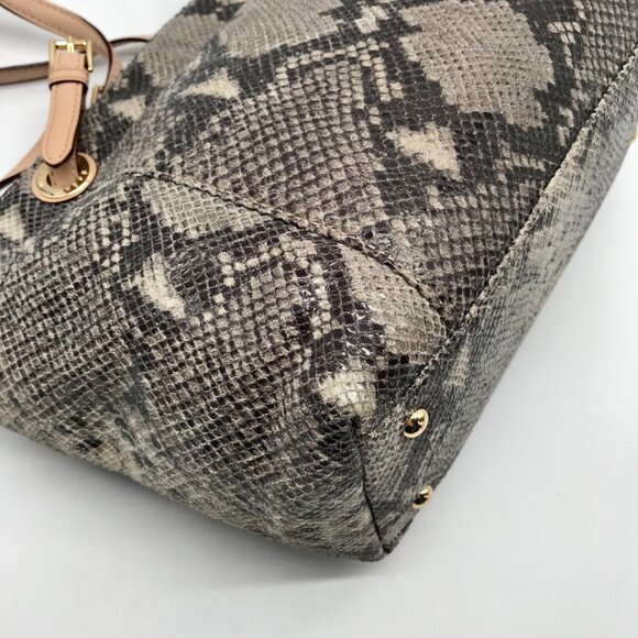 Michael Kors Gray Python Embossed Leather Shoulder Bag - Picture 9 of 10